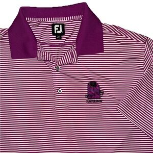 FootJoy * Polo Shirt Mens XL Large Dark  Pink white strip Polo St Petersburg Cup